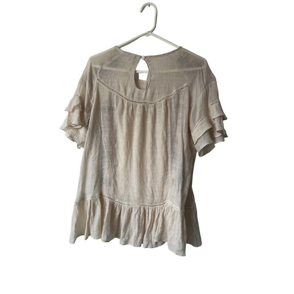 Altar’d State Boho BlouseWomens Small S Embroidered Ruffled Top in Natural - Picture 7 of 12